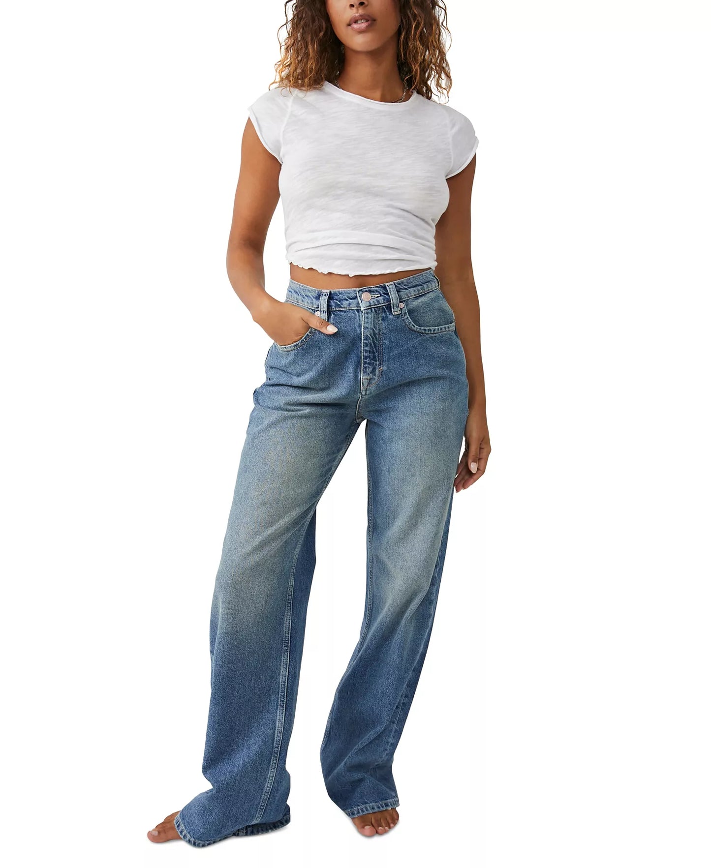 Women's Cotton Baggy High-Rise-Jeans