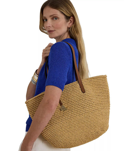 Large Crocheted Straw Tote Bag