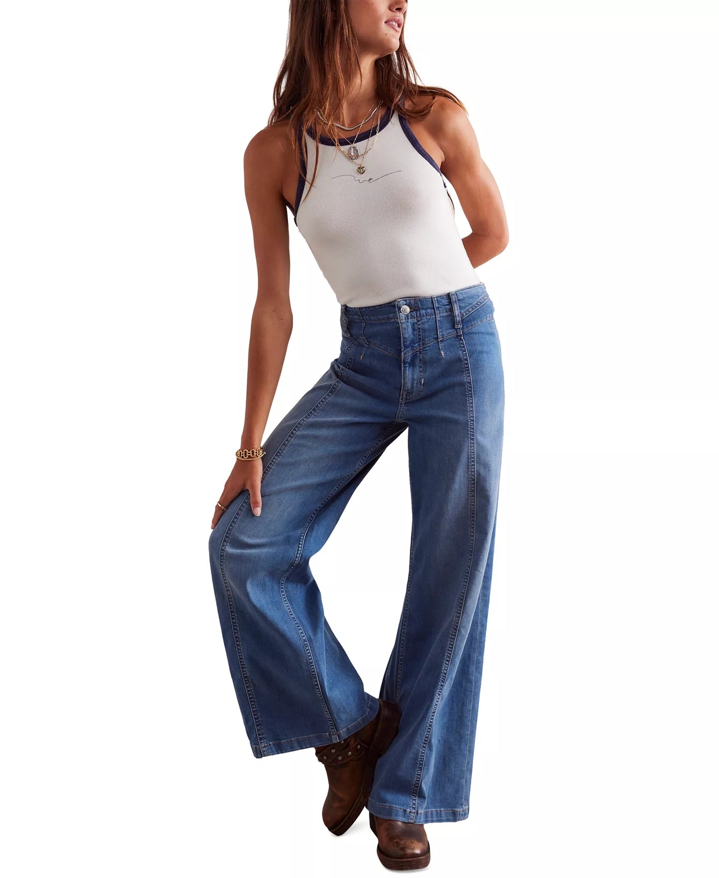Women's Front-Seam Wide-Leg Jeans
