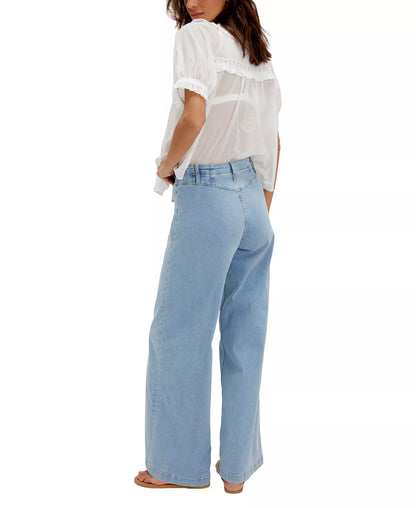 Women's Front-Seam Wide-Leg Jeans
