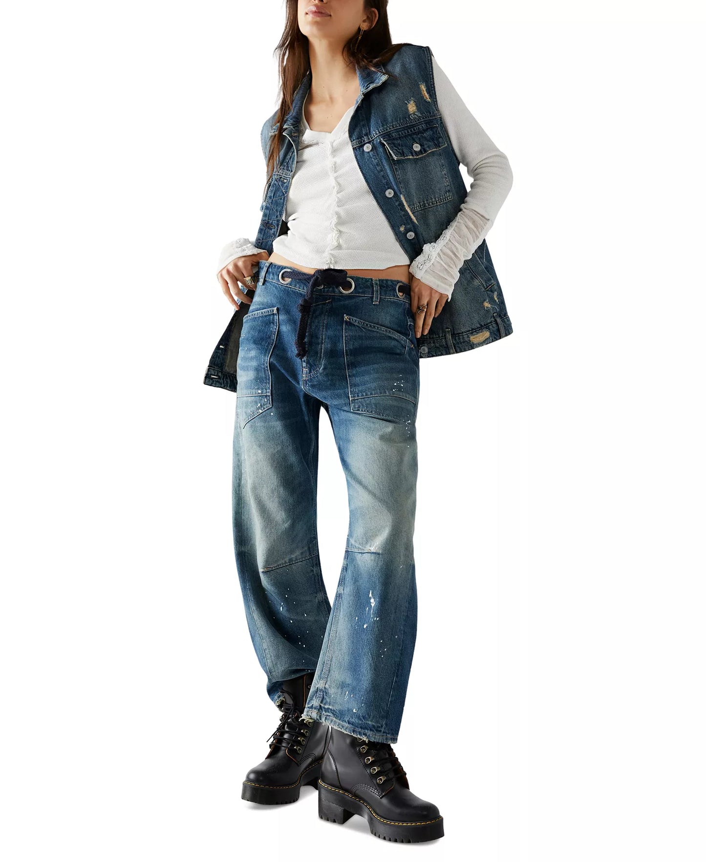 Women's Cotton Low-Slung Barrel Jeans