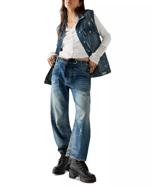 Women's Cotton Low-Slung Barrel Jeans